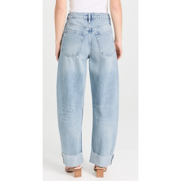 Frame Barrel Jeans 29 Raw Cuff Curved Rhode Light Wash Denim Blue Classic - Picture 4 of 15